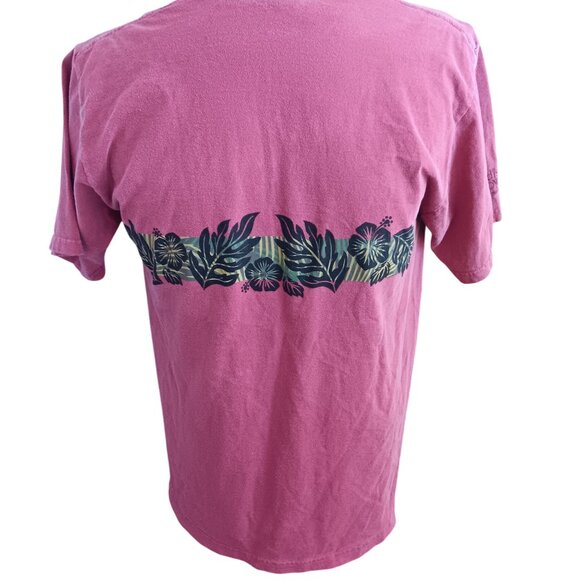 Vintage Medium T-shirt Crazy Shirts Hawaiian Floral Pink Medium Cotton Y2K - Picture 3 of 5